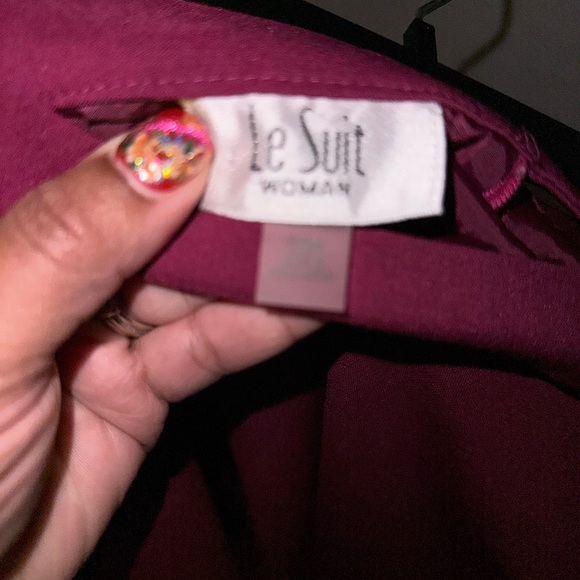 Le Suit Purple 2 Piece Suit with Black Trim and A-Line Cut - Picture 4 of 5